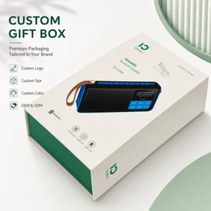 OEM Custom Paper Packaging Box for Bluetooth Speakers and Audio Products, Rigid Gift Box with Printed Design