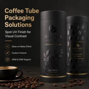 OEM Custom Spot UV Coffee Paper Tube Food Grade Gloss on Matte Cylinder with Custom Artwork for Premium Coffee Beans