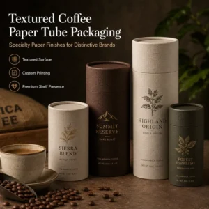 OEM Custom Textured Food Grade Recyclable Paper Coffee Tube with Specialty Finish for Coffee Beans