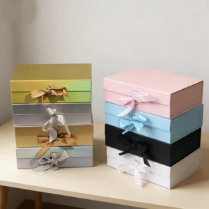 OEM luxe stevige kartonnen aangepaste matte vouwsluiting flip-top magnetische parfum geschenkdoos met lint.