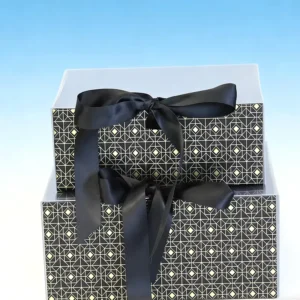 OEM ODM Custom Corrugated Rigid Gift Box with Bronzing, Recyclable Packaging, Ribbon Handle, and Magnetic Closure