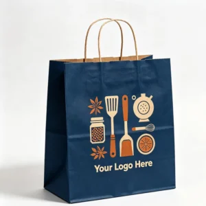 Oil-Resistant Eco White Card Paper Bag with Paper Handle for Bakery, Bread, and Snack Takeaway Packaging