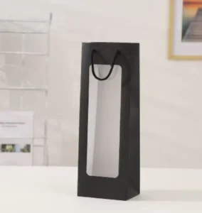 Open Window Tote Paper Gift Bag Transparent Window for Flower Bouquet Packaging Ribbon Accessory Screen Printed Surface