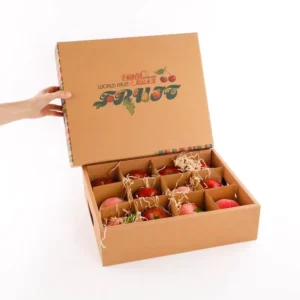 Orange Apple Lemon Mango Banana Corrugated Cardboard Carton Box with Embossed Kraft PET Paper for Fruit and Vegetable Packaging
