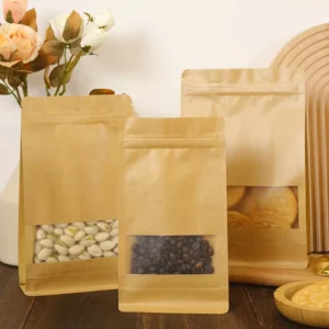 Original Color Window Kraft Paper Stand-Up Zipper Bag