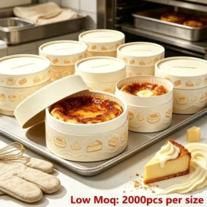 Oven Safe Custom Logo Food Grade Kraft Paper Tube Cylinder Box for Basque Cheesecake with Baking Insert