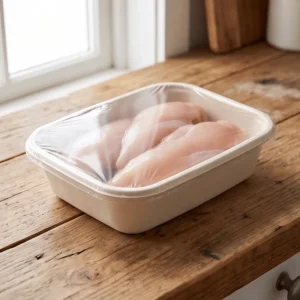 PLA-Laminated Compostable Sugarcane Bagasse Fiber Meat Tray with Plant-Based Coating