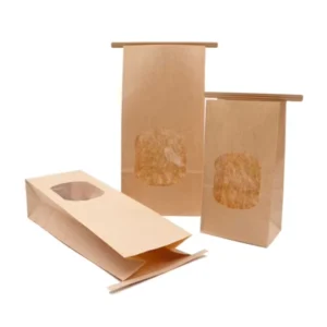 PLA-Lined Kraft Paper Bag with Window and Tin Tie for Dry Food Packaging