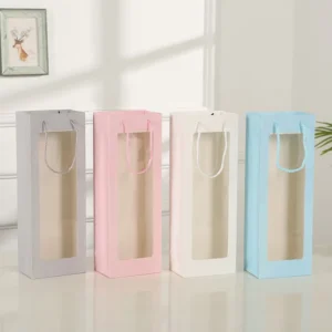 PVC Window Ivory Board Paper Bags with Screen Printing for Candle & Craft Packaging Recyclable Gift Bags