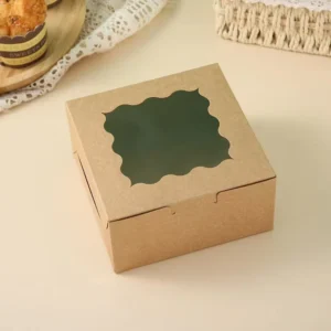 Packaging Box Transparent Window PVC and Kraft Paper for Baking Cakes and Pastries