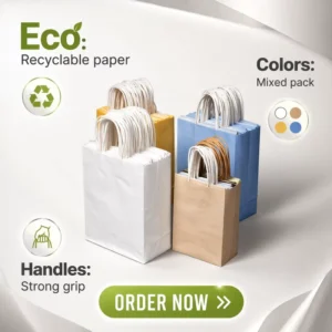 Pantone Solid Color Custom Printed Handheld Kraft Paper Gift Bag, Reusable
