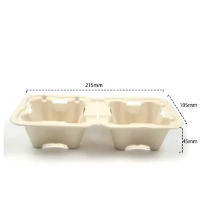 Paper 2-Cup Tray Eco-Friendly Drink Carrier for Hot or Cold Drinks Delivery