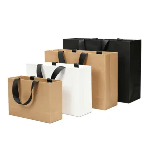 Paper Bag Brown Black White Shopping Paper Bag Customized Your Own Logo Printed Kraft Paper Bags With Handle