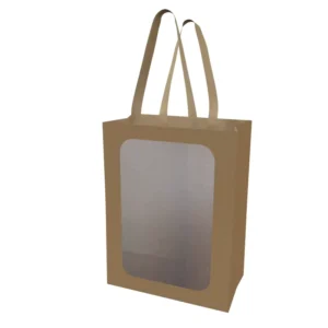Paper Bag With Clear PVC Window for Gift Brown Paper Gift Bags With Transparent Window Shopping Bags With Handles for Present