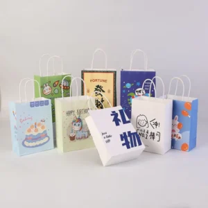 Paper Bag with Handle Eco Friendly Food Takeout Kraft Paper Bag