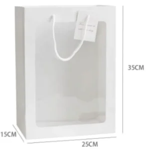 Paper Bags Transparent Window Open Window Tote Paper Gift Bag for Flower Bouquet Packaging