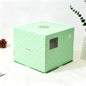 Paper Cake Box with Handle and Window, Disposable Cardboard Dessert Packaging