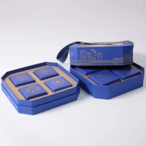 Paper Candy Date and Mooncake Gift Box Food Grade Packaging with Ribbon Handle