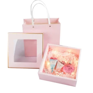 Paper Cardboard Gift Box with Clear Window, Lid, and Base
