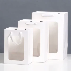 Paper Carrier Bag with Transparent Window, Flower Christmas Gift Bag