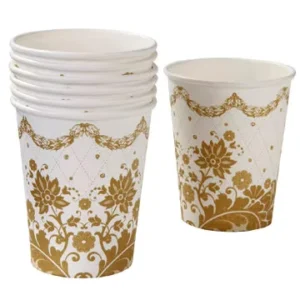 Paper Cups with Logo, 1 oz-22 oz, Single Wall, Kraft/White, Disposable, PE/PLA Lining