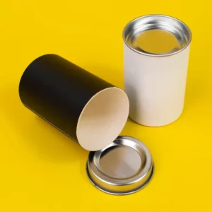 Paper Cylinder Container Tinplate Cover Packaging Box Tea Coffee Food Grade Canister Kraft Paper Tube With Tin Lid