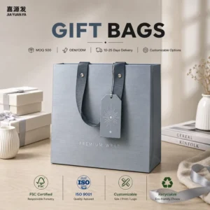 Paper Gift Bag 250g Cardboard with Gold Foil Stamping Logo for Cosmetic Stores