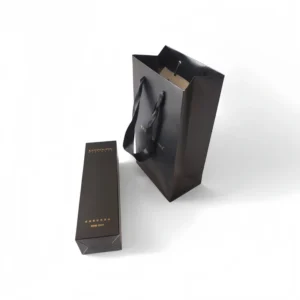 Paper Gift Bag with Matching Shopping Bag, Hot-Stamped Gold Logo, Cosmetic Packaging