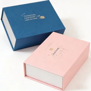 Paper Gift Box with Reinforced Paperboard Lining, Magnetic Flip-Top Closure, Foldable Flat-Pack Design