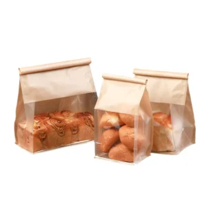 Paper Pouch Big Window Square Bottom Bakery Bread Paper Bags