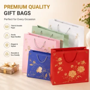 Paper Shopping Bags With Reinforced Handles Gift Packaging Custom Logo