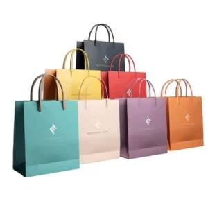 Paper Shopping Bags with Kraft Handles, Logo Printing, for Business