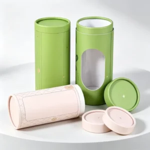 Paper Tube Box with Windows Biodegradable Cardboard Canister with Press On Lid for Seasoning Blends Spice Mixes Dry Rubs