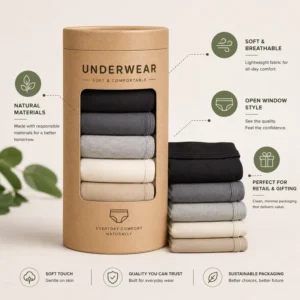 Paper Tube Packaging for Underwear Set Recycled Cardboard Canister with Lid