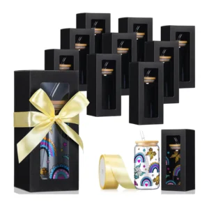 Paper Wedding Gift Box with Ribbon for Glass Bottles, Drawer Sliding Design
