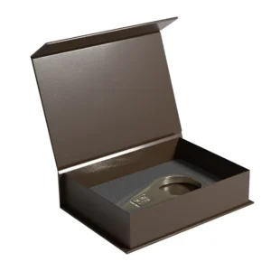 Paperboard Electronic Product Packaging Box with Magnetic Closure and Inner Tray