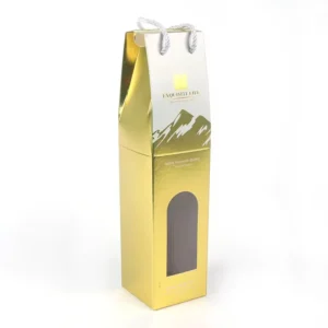 Paperboard Wine and Whisky Gift Box with Die-Cut Patch Handle, Embossing, Matt Lamination, UV Coating, Recyclable Sponge Lining