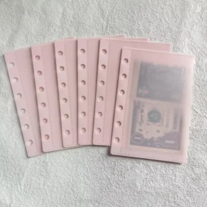 Personalized Flexible 6 Holes Loose Leaf Cash Envelope PP Frosted Money Organizer Binder Pocket A6 A7 Zipless Envelope