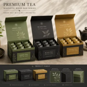 Personalized Rigid Magnetic Tea Gift Box with Insert Tray and Gourmet Packaging