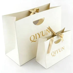 Personalized Thick Matte-Finish Black and White Paper Shopping Bags with Printed Logo