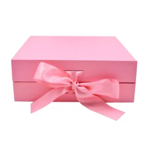 Pink Folding Magnetic Rigid Cardboard Gift Box with Baffle Support and Custom Logo
