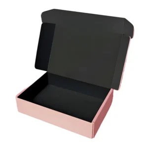 Pink Outer Black Inner Corrugated Mailer Box, Foldable Shipping Carton, Mailing Gift Storage Case