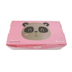 Pink Panda Pattern Sushi Box, Food Grade White Cardboard Disposable Takeout Packaging Box