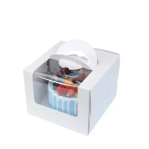Plain White 5” 6” 8” 10” Paper Handle Window Cake Package Box
