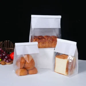 Plastic Gravure Printing Bakery Kraft Paper Packaging Bag Bread Toast Bagel Window Bag