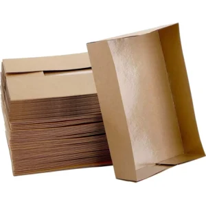 Pop-Up Brown Kraft Paperboard Food Trays, Greaseproof, Foldable, Disposable