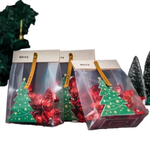 Portable Biodegradable 0.3mm Thick Transparent Waterproof Gift Bag With Embossed Surface