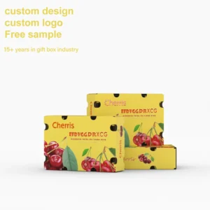 Portable Foldable Private Label Packaging Paper Fruit Box, Yellow, Square