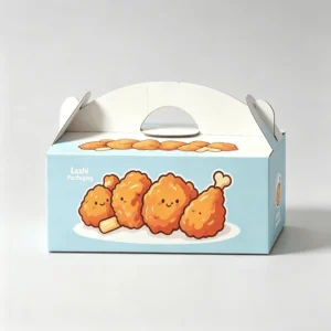Portable Fried Chicken Takeaway Box, Cardboard Paper Food Packaging