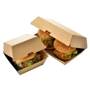 Portable Kraft Burger and Bun Box with Logo Printing, Magnetic Closure and Reopenable Design